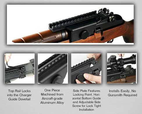 Gotical 4-Point Locking Deluxe M14/M1A Scope Mount, Over 6-inch fully Picatinny-compatible top rail with 15 slots, Side plate features locking point, Installs easily, no gunsmithing required in Saudi Arabia
