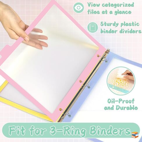 GISGFIM 48PCS/6 SET 8 TAB TAB BINDER DISPIDERS CLAY COLL 3 RING BINDER DISIDERS مع علامات التبويب Multicolor Boho Page Dividers 3 Hole Punch File Dividers for School Office File Organizer in Kuwait