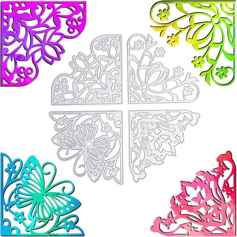GLOBLELAND 4 Pieces Square Hollow Out Background Frame Cutting Dies Metal Corner Lace Die Embossing Stencils for DIY Card Scrapbooking Craft Album Paper Decor in Kuwait