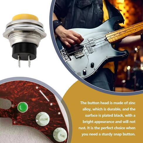eMagTech 3PCS Electric Guitar Kill Switch Momentary Push Button, Mounting Hole 16mm, Button Diameter 13mm, Length 24.6mm, 1.5A 250VAC / 3A 125VAC, Yellow/Red/Green in Saudi Arabia