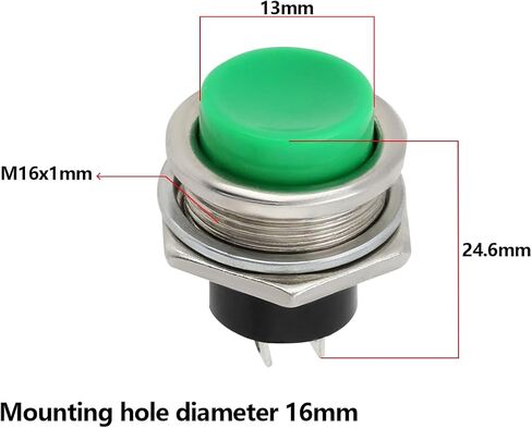 eMagTech 3PCS Electric Guitar Kill Switch Momentary Push Button, Mounting Hole 16mm, Button Diameter 13mm, Length 24.6mm, 1.5A 250VAC / 3A 125VAC, Yellow/Red/Green in Saudi Arabia