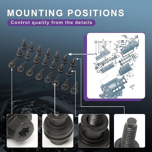 براغي تغطية صمام المحرك أكياس 06B103831E استبدال VW EOS Golf Jetta Passat Touareg Audi A3 A4 A5 A6 A7 A8 Q4 Q7 TT R8 RS5 (06B103831J-22PCS) in Saudi Arabia