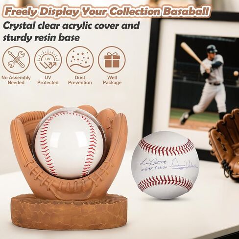 Baseball Display Case Baseball Holder: Baseball Stand Holders Balls Display Set Baseball Coach Gifts for Men Team Player Boys Dad,Resin Baseball Figurines Baseball Collector Memorabilia Baseball Gifts in Kuwait