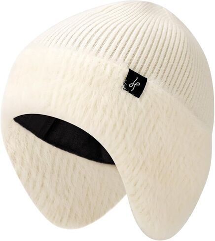 Winter Fleece-Lined Beanie with Earflaps, Warm Windproof Unisex Beanie Hat for Skiing, Hiking & Outdoor Winter Sports in Saudi Arabia