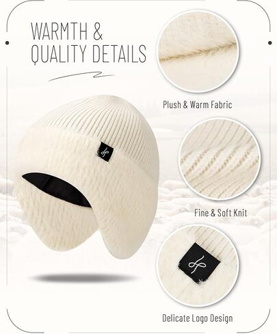 Winter Fleece-Lined Beanie with Earflaps, Warm Windproof Unisex Beanie Hat for Skiing, Hiking & Outdoor Winter Sports in Saudi Arabia