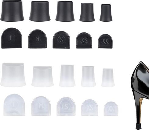 10 Pcs High Heel Protectors, 5 Sizes Stoppers & Repair Cap for High Heels Anti-Slip Heel Cover Caps for Outdoor Activities Wetland Grass Gravel (Black) in Saudi Arabia