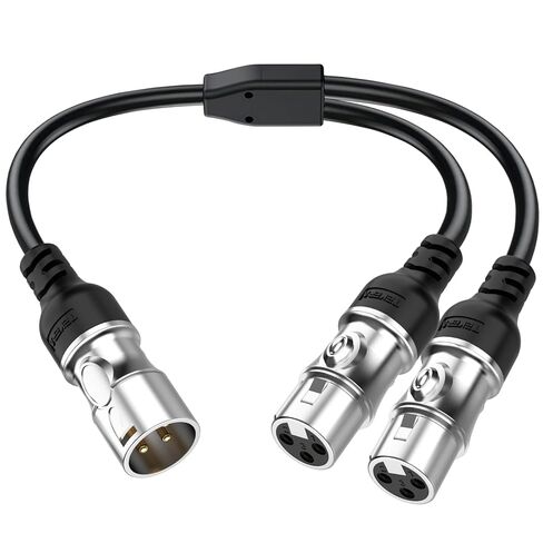 كابل مقسم XLR، محول XLR ذكر إلى محول أنثى XLR ثنائي، موزع ميكروفون متوازن ثلاثي الأطراف لخلاط الصوت، ومكبر الصوت، ومكبر الصوت، واستخدام المسرح والاستوديو، 0.3 متر in Kuwait