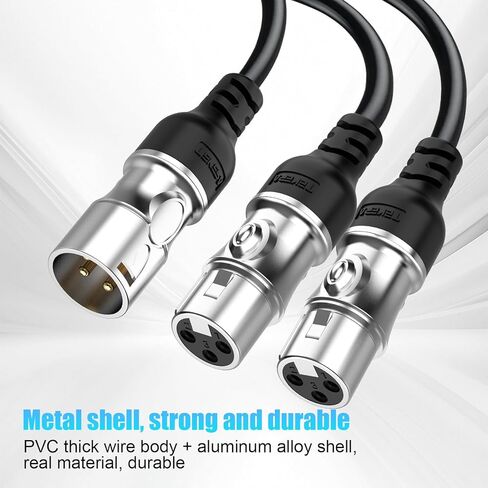 كابل مقسم XLR، محول XLR ذكر إلى محول أنثى XLR ثنائي، موزع ميكروفون متوازن ثلاثي الأطراف لخلاط الصوت، ومكبر الصوت، ومكبر الصوت، واستخدام المسرح والاستوديو، 0.3 متر in Kuwait