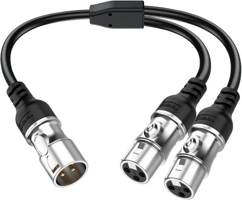 كابل مقسم XLR، محول XLR ذكر إلى محول أنثى XLR ثنائي، موزع ميكروفون متوازن ثلاثي الأطراف لخلاط الصوت، ومكبر الصوت، ومكبر الصوت، واستخدام المسرح والاستوديو، 0.3 متر in Kuwait