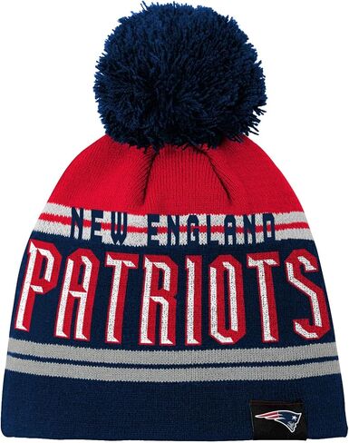 Outerstuff NFL Boys Youth (8-20) New England Patriots Helix Jacquard قبعة شتوية دافئة مع بوم بوم للأطفال، مقاس واحد in Saudi Arabia