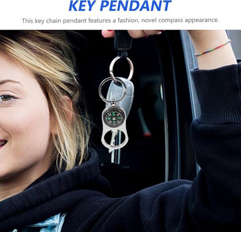 Toyvian Car Key حامل البقاء المعدني المحمول بوسع Keychain: 3pcs بحجم الجيب حلقة مفتاح البوصلة للمشي لمسافات طويلة في الخارج سلسلة مفاتيح السيارات في الهواء الطلق in Kuwait