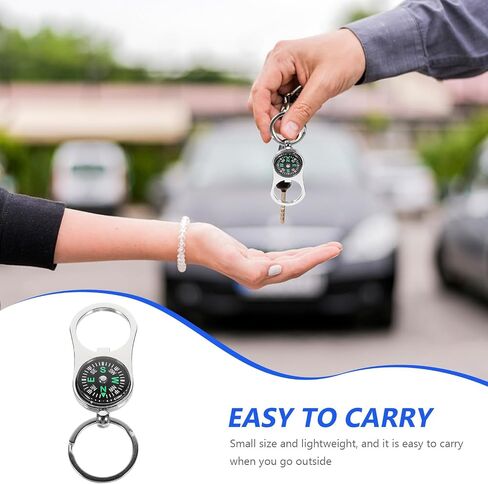 Toyvian Car Key حامل البقاء المعدني المحمول بوسع Keychain: 3pcs بحجم الجيب حلقة مفتاح البوصلة للمشي لمسافات طويلة في الخارج سلسلة مفاتيح السيارات في الهواء الطلق in Kuwait