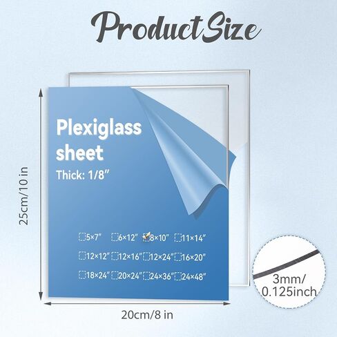 2 Pack Clear Plexiglass Sheets 12×12×0.12In PET Plexi Glass Sheets for Craft Projects Easy-Process Transparent Flexible Plastic Blanks Sheeting for Picture Frames in Kuwait