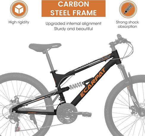 دراجة جبلية بنظام التعليق الكامل، عجلة 24/26 بوصة، دراجة جبلية 21 سرعة مع فرامل قرصية مزدوجة، ناقل إبهام، إطار من الصلب الكربوني دراجة MTB للمراهقين البالغين والرجال والنساء وركاب الدرب in Kuwait