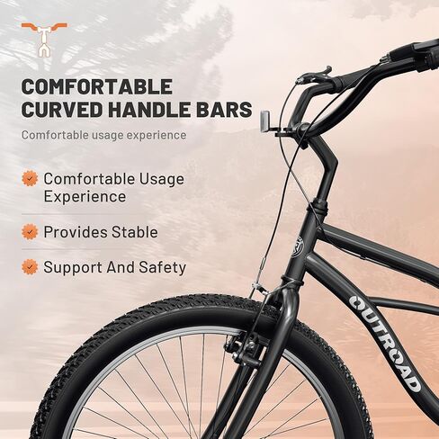 Betterland Beach Cruiser Bike, 24/26 inch Commuter Bicycle for Adult Men and Women, Comfortable City Bikes with Rear Rack or Basket in Kuwait