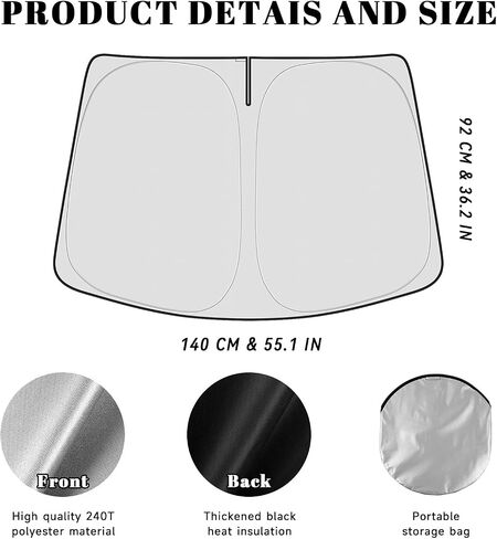 Car Windshield Sun Shade for Ford 2015-2024 Edge Accessories (OEM Design) عزل عزل عزل حراري قابلة للطي من أجل الحماية النهائية in Kuwait