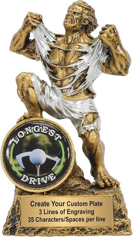 Monster Golf Trophy - AND 6.75 بوصة - ANGRAVED BEAST AWERT مع لعبة الجولف ، الأقرب إلى دبوس أو أطول محرك - تخصيص الآن in Kuwait