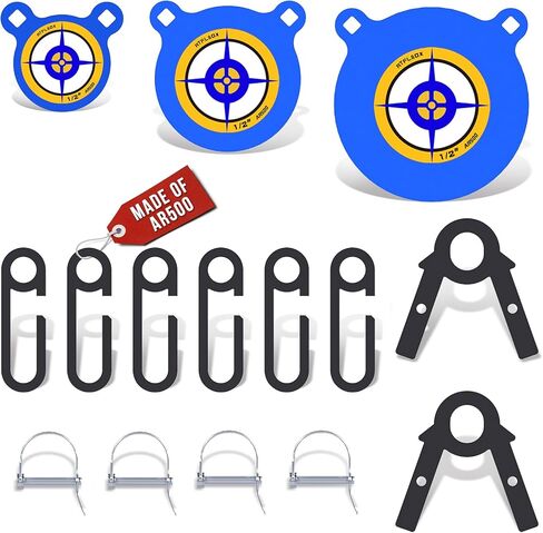 Atflbox 3/8'' AR500 Steel Target Combo Set, 4'' 6'' 8'' AR500 Gong Targets, Complete AR500 Steel Kit Fit for 1 Inch OD Conduit in Saudi Arabia