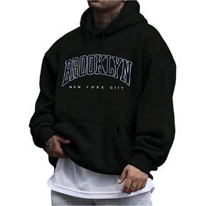 SOLY HUX Men's Letter Graphic Hoodies Drawstring Long Sleeve Oversized Sweatshirt Loose Pullover Top in Kuwait