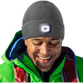 قبعة HEAD LIGHTZ® القابلة لإعادة الشحن بإضاءة LED - قبعة مضاءة بدون استخدام اليدين للجري والمشي والتخييم - كما رأينا في الأشياء المفضلة لأوبرا - يمكن غسلها في الغسالة، للجنسين in Kuwait