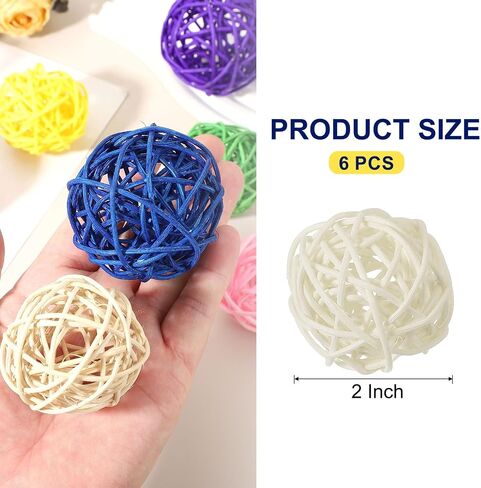 MECCANIXITY 12 Pcs Wicker Rattan Balls 2 Inch Rattan Decorative Balls Vase Fillers for Wedding Party Centerpiece Bowls Home Decoration, Orange in Saudi Arabia