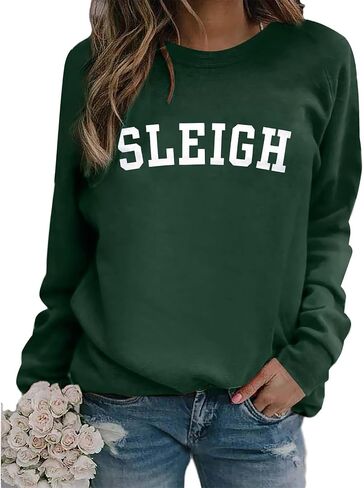Sleigh Sweatshirt for Women Christmas Crewneck Sweatshirt Casual Loose Long Sleeve Pullover Shirts 2025 Fashion Tops in Saudi Arabia