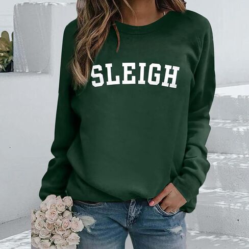 Sleigh Sweatshirt for Women Christmas Crewneck Sweatshirt Casual Loose Long Sleeve Pullover Shirts 2025 Fashion Tops in Saudi Arabia