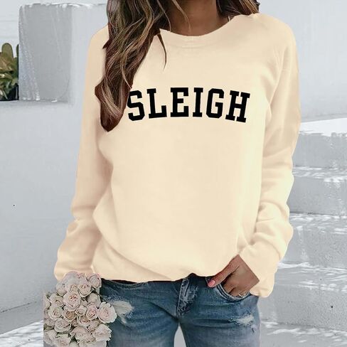 Sleigh Sweatshirt for Women Christmas Crewneck Sweatshirt Casual Loose Long Sleeve Pullover Shirts 2025 Fashion Tops in Saudi Arabia