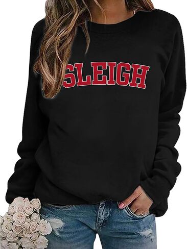 Sleigh Sweatshirt for Women Christmas Crewneck Sweatshirt Casual Loose Long Sleeve Pullover Shirts 2025 Fashion Tops in Saudi Arabia