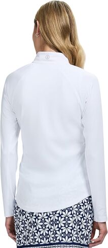 بلوفر نسائي IZOD بسحاب 1/4 ذو أداء مطاطي وأكمام طويلة للجري في الجولف in Saudi Arabia