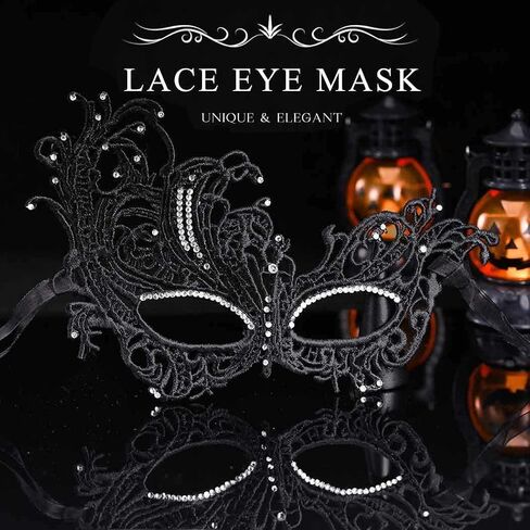 Tgirls Rhinestone Masquerade Mask Crystal Tassel Lace Mask Costume Party Eye Mask Sparkly Face Masks in Kuwait