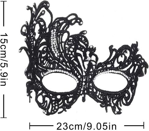 Tgirls Rhinestone Masquerade Mask Crystal Tassel Lace Mask Costume Party Eye Mask Sparkly Face Masks in Kuwait