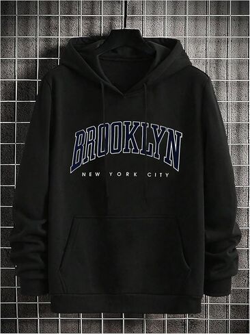 SOLY HUX Men's Letter Graphic Hoodies Drawstring Long Sleeve Oversized Sweatshirt Loose Pullover Top in Kuwait
