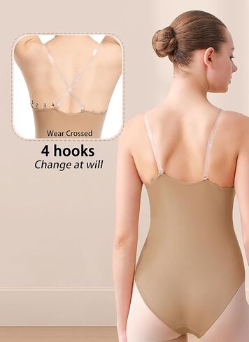 Nude Leotard for Women Girls Dance Undergarment Ballet Leotard Seamless Camisole Dancewear with Nipple Covers in Saudi Arabia