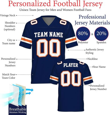 Personalized Football Jersey for Men and Women | Classic Replica | Personalized Name, Number, and Team Color in Saudi Arabia