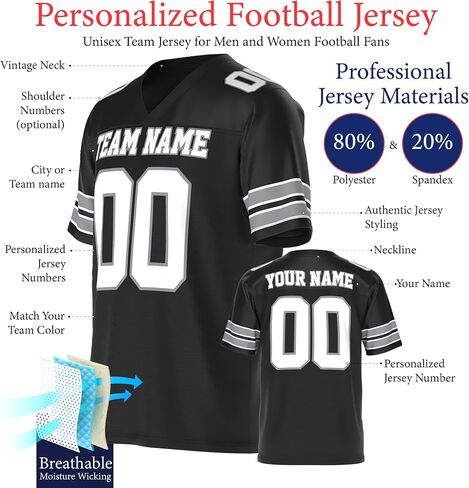 Personalized Football Jersey for Men and Women | Classic Replica | Personalized Name, Number, and Team Color in Saudi Arabia