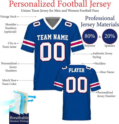 Personalized Football Jersey for Men and Women | Classic Replica | Personalized Name, Number, and Team Color in Saudi Arabia