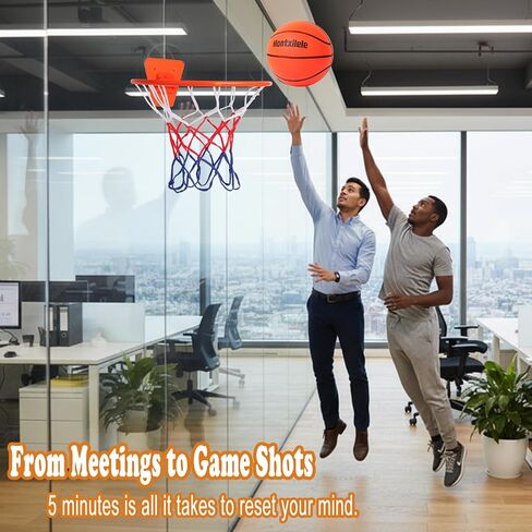 Indoor Silent Basketball Size 7 with Hoop (29.5") – Airless Foam Ball for Quiet Indoor Dribbling, Ships Uncompressed, Foldable Wall-Mounted Hoop with Adhesive Mount, No Drilling in Saudi Arabia