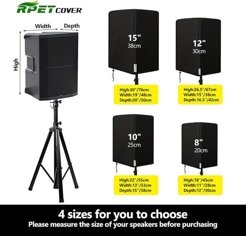 Speaker Cover for 12 Inch PA/DJ Mounted on Stand Power Speakers Oxford Cloth Dust Cover Water Resistant Dustproof UV Protection Outdoor Speaker Covers 420D Protection Bag,Black in Saudi Arabia