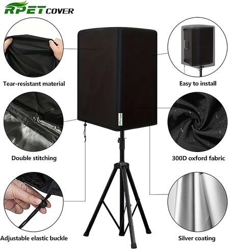 Speaker Cover for 12 Inch PA/DJ Mounted on Stand Power Speakers Oxford Cloth Dust Cover Water Resistant Dustproof UV Protection Outdoor Speaker Covers 420D Protection Bag,Black in Saudi Arabia