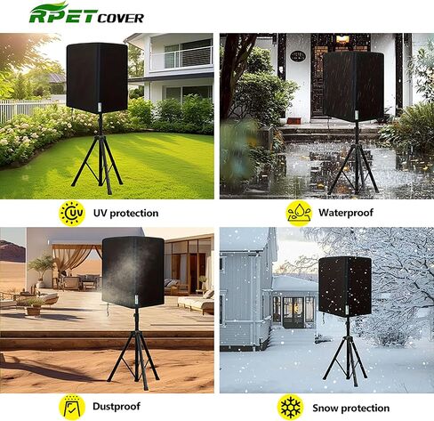 Speaker Cover for 12 Inch PA/DJ Mounted on Stand Power Speakers Oxford Cloth Dust Cover Water Resistant Dustproof UV Protection Outdoor Speaker Covers 420D Protection Bag,Black in Saudi Arabia