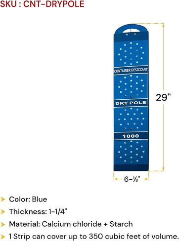 Mytee Products (4 Pack) Shipping Container Desiccant Strip w/Hanger -29"x6.5"x1.25" Desiccant Strips for Moisture Absorption - Upto 60 Days Moisture Absorption - Top Hook for Hanging Inside Containers in Saudi Arabia