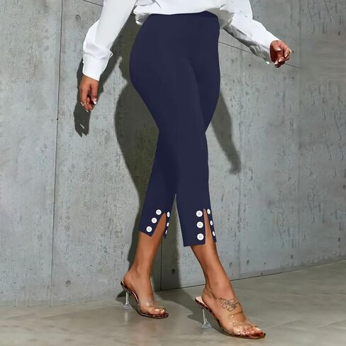 سروال كابري نسائي فستان يوغا كابري طماق قابل للتمدد للعمل والعمل الكاجوال كابري عالي الخصر سروال مكتب in Kuwait