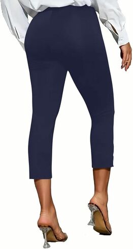 سروال كابري نسائي فستان يوغا كابري طماق قابل للتمدد للعمل والعمل الكاجوال كابري عالي الخصر سروال مكتب in Kuwait