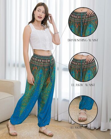 LOFBAZ Women Harem Yoga Pants Boho Summer Flowy Clothes High Waist Joggers Lounge Beach Baggy Casual Bohemian Outfits in Saudi Arabia