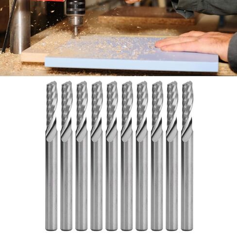 Fafeicy 10pcs 2.0mm Tungsten Steel End Mill Cutter Spiral Flute CNC Bit for Wood Acrylic Plastic (شفرة واحدة) in Kuwait