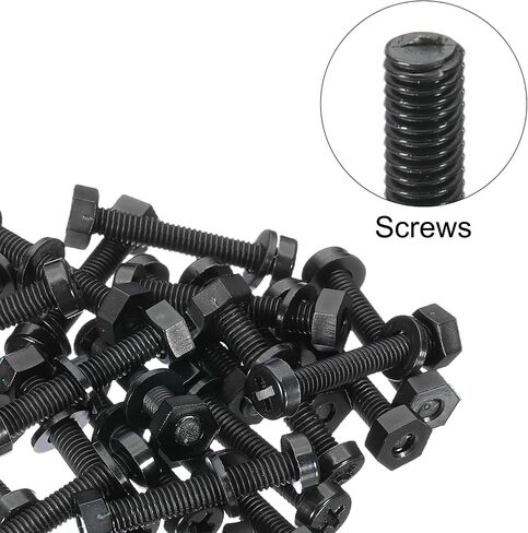 PATIKIL M4x8mm Black Nylon Bolts Plastic Nuts Full Thread Head Screws, 24 Pcs in Saudi Arabia