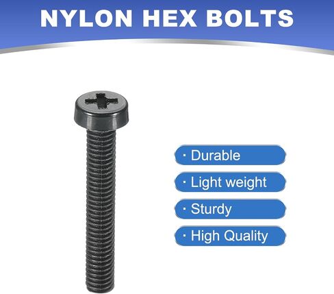 PATIKIL M4x8mm Black Nylon Bolts Plastic Nuts Full Thread Head Screws, 24 Pcs in Saudi Arabia