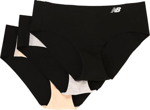 New Balance Women's Laser Hipster Panties (3 Pack), Black/Concrete Grey Space Dye/Nude, X-Large in Kuwait