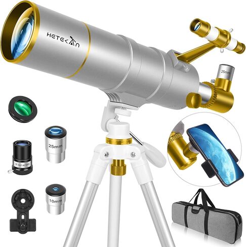 Telescope, Telescope for Adults High Powered, 90mm Aperture 1000mm Astronomical Refractor Telescopes for Beginners, Magnification 500X, with Three Eyepieces, Phone Adapter & Carrying Bag in Kuwait